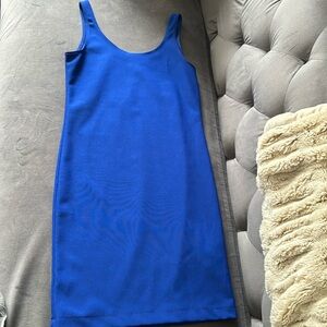 Royal blue ribbed mini tank bodycon dress
